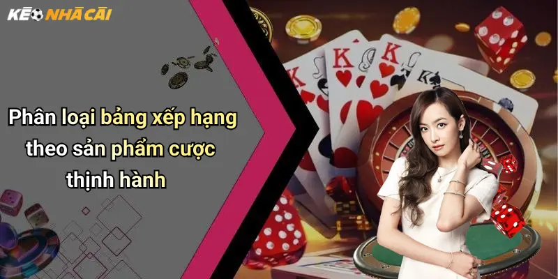 Phân loại bảng xếp hạng theo sản phẩm cược thịnh hành